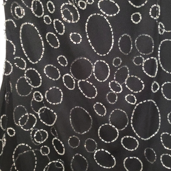 Sue Wong Nocturne Sleeveless Black and Silver Beaded Mesh Mini Dress, Size 4 - Picture 6 of 8